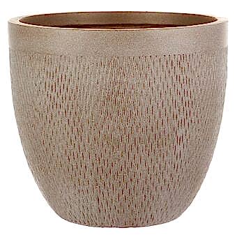 MESHR44-T Кашпо Лотус Круглое, файберстоун, серо-коричневый, D44 H43.5 cm