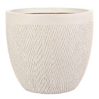 MESHR37-AW Кашпо Лотус Круглое, файберстоун, слоновая кость, D37 H33.5 cm