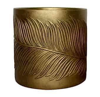 LEAF-R-24-GLD Кашпо Лист, файберстоун, золотистое, д.24 в.24