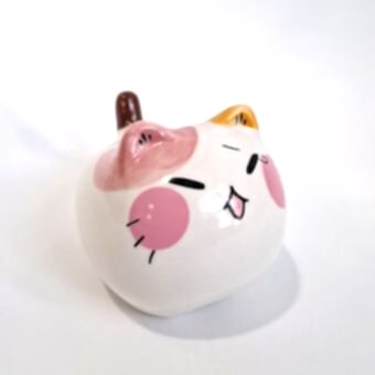 Кашпо керамика Котик д.9,5 в.7,5 Белый-розовый