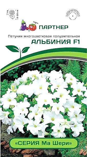 Партнер Петуния  "Ма Шери" АЛЬБИНИЯ F1 / многоцв. полуампельная^(5шт в амп)