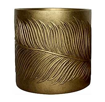 LEAF-R-37-GLD Кашпо Лист, файберстоун, золотистое, D37 H37 cm