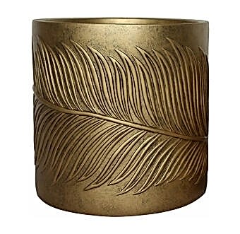 LEAF-R-44-GLD Кашпо Лист, файберстоун, золотистое, D44 H44 cm