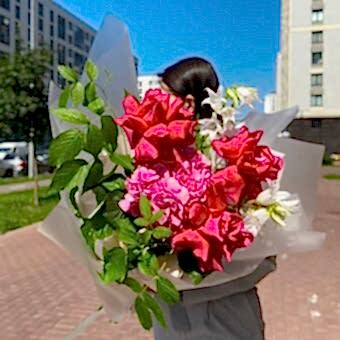 Букет с Французскими Розами и Гортензией "Розовая Мечта"